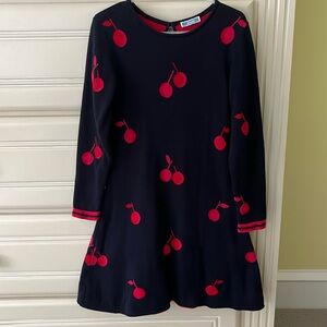 Jacadi Girls Knitted Dress - Navy with Red Cherries (size 7/8)